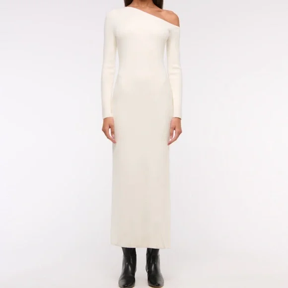 NWT Abercrombie & Fitch One Shoulder Maxi Sweater Dress - Picture 2 of 3